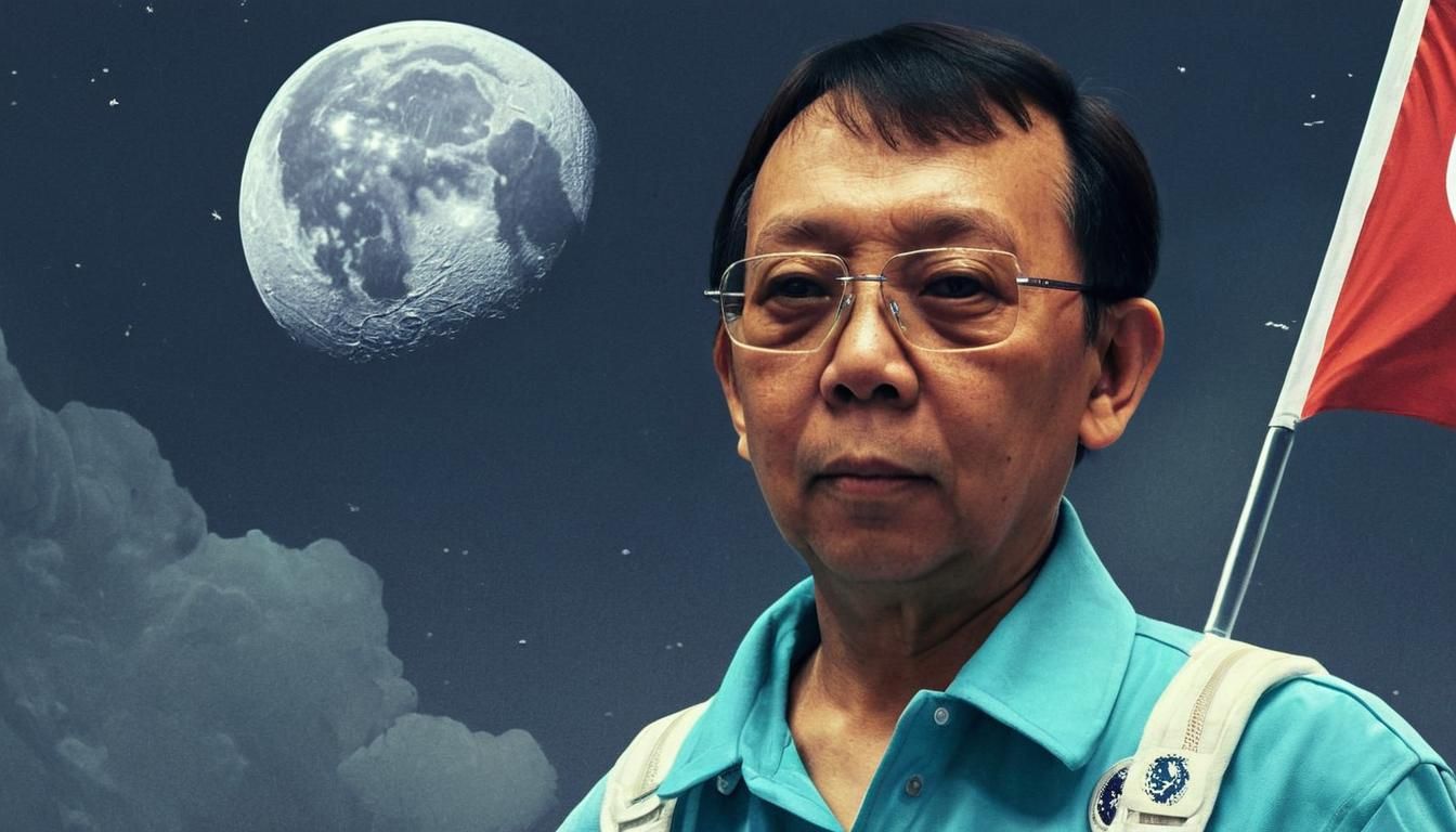 Astronaut Moon Landing with Singapore Flag