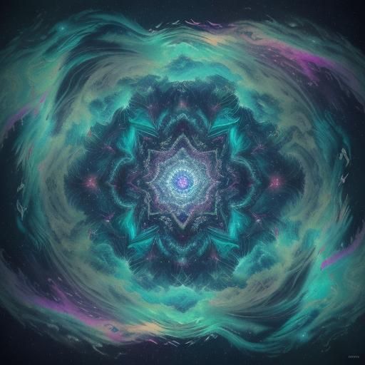 Vibrant Aurora Borealis in Fractal Kaleidoscopic Style
