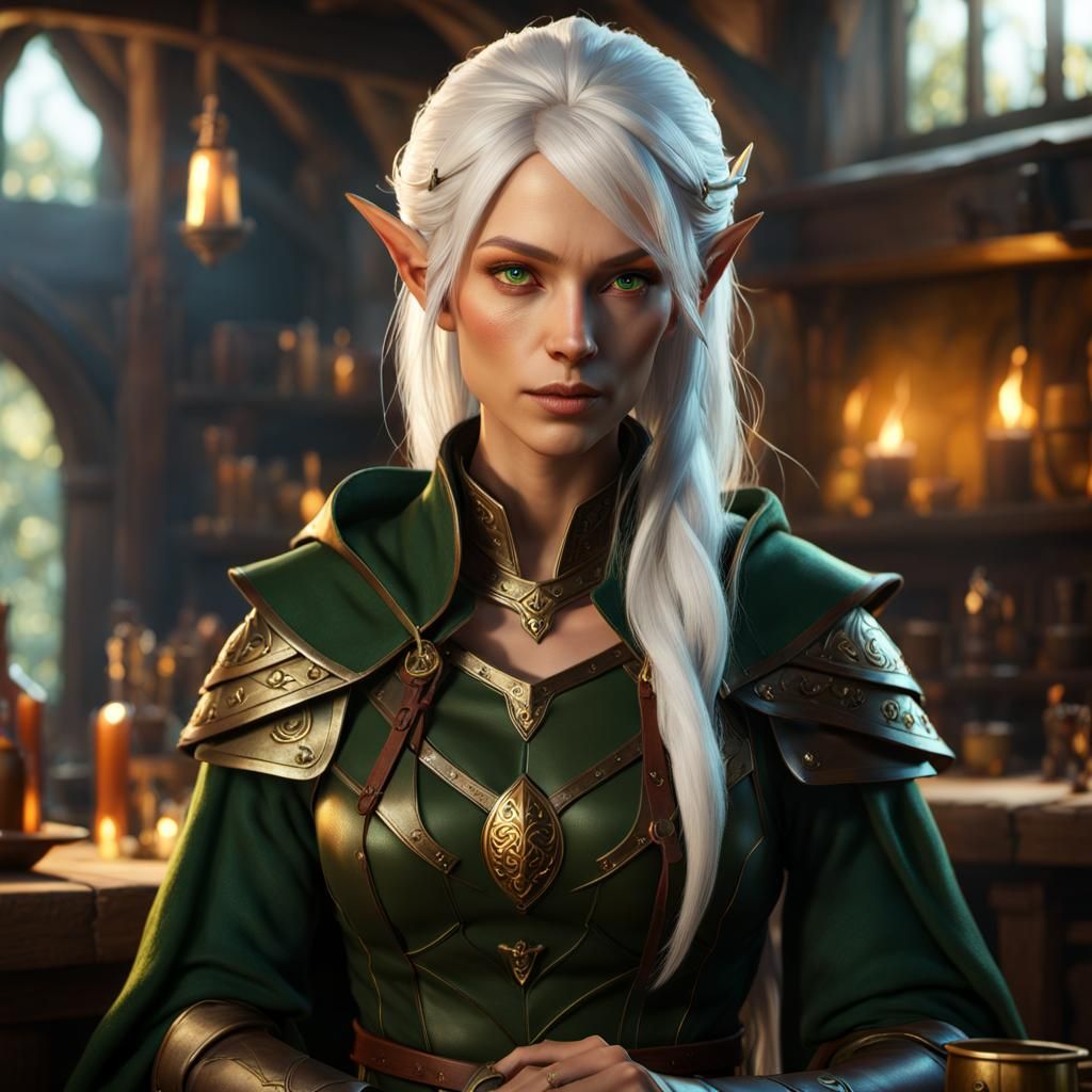 Wood-Elf in Tavern: Fantasy Concept Art
