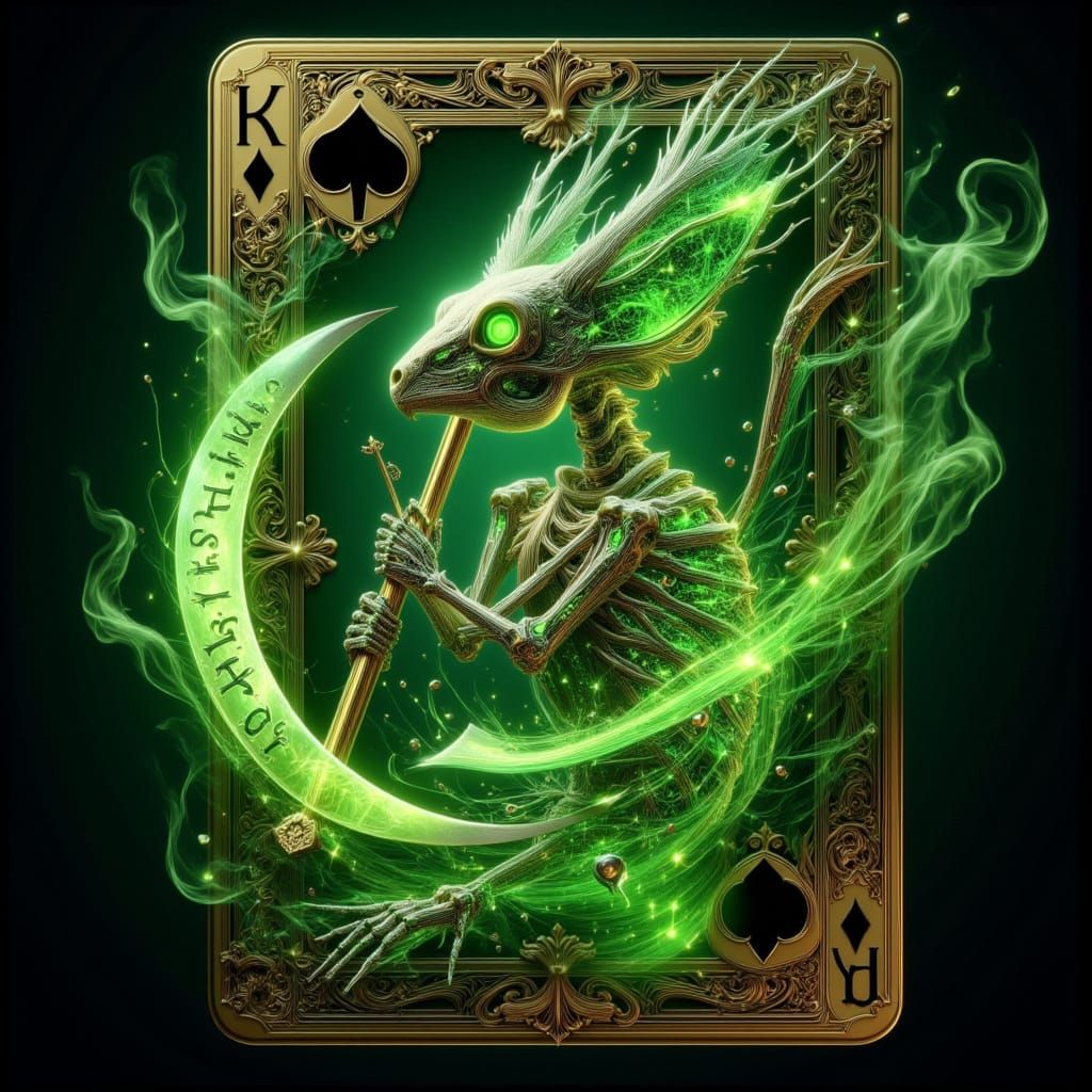 Squirrel Skeleton Scythe in Cyberpunk Gothic Style