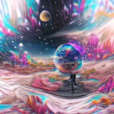 Holographic Astral Planet Illustration in 8K
