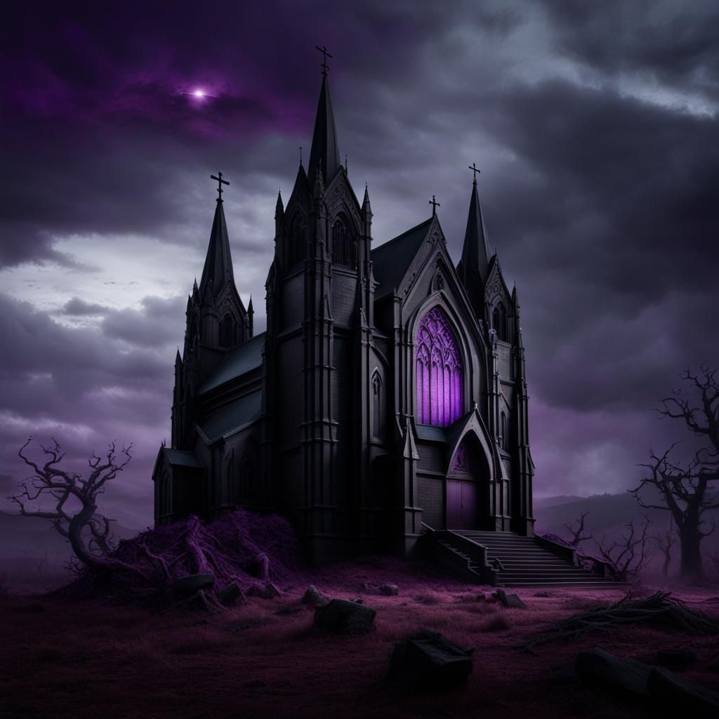 Dark Church in Shadowfell Landscape Digital Painting