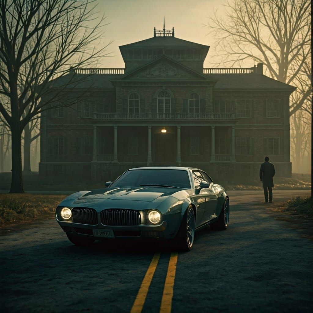 Ethereal Road Scene Captured in a Cinematic Film Still Style