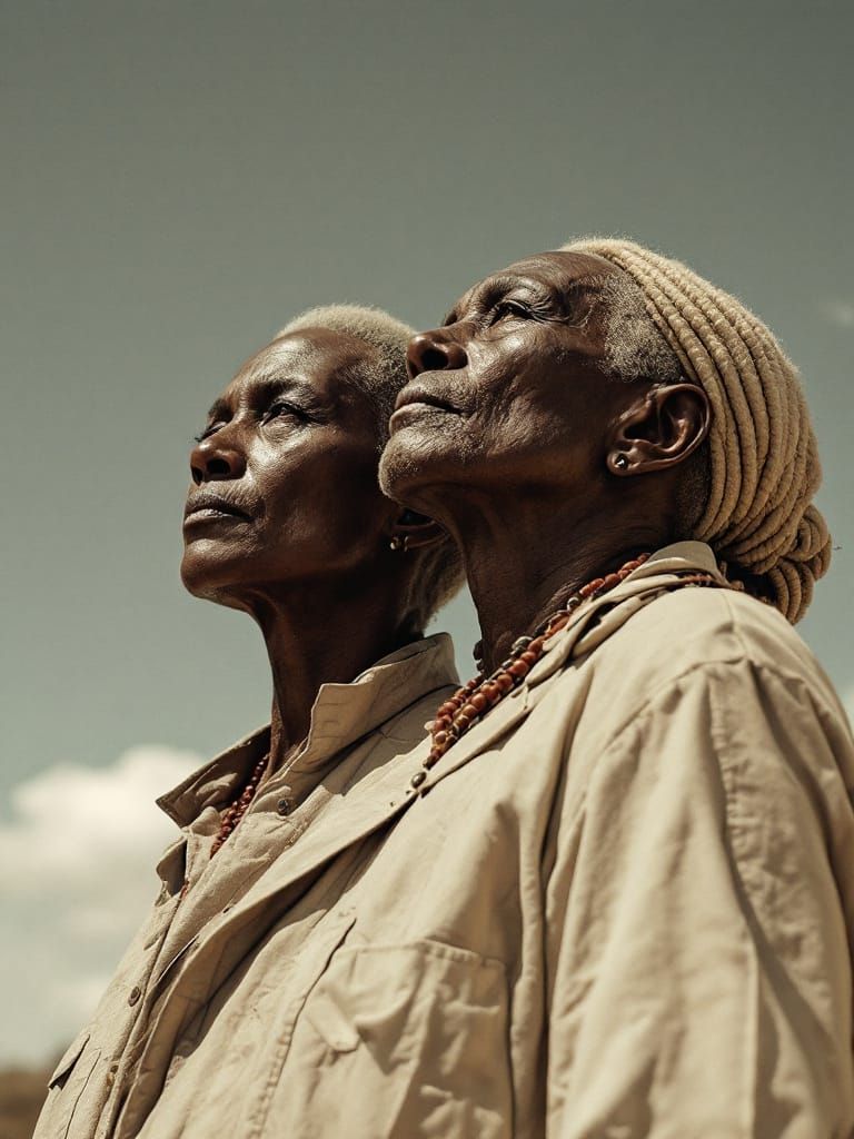 Resilient Figures in Dramatic Sunlight Photographic Study