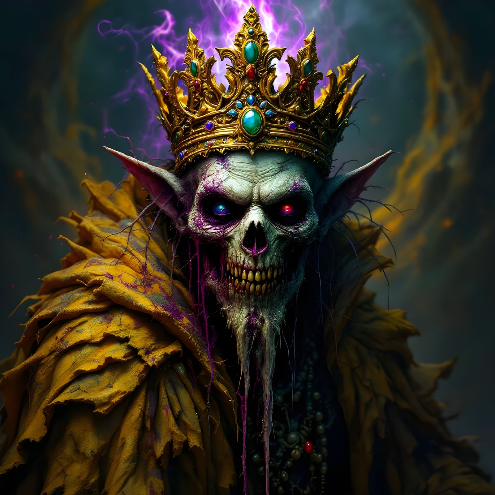 Decaying Voodoo Zombie King in Dark Fantasy Style