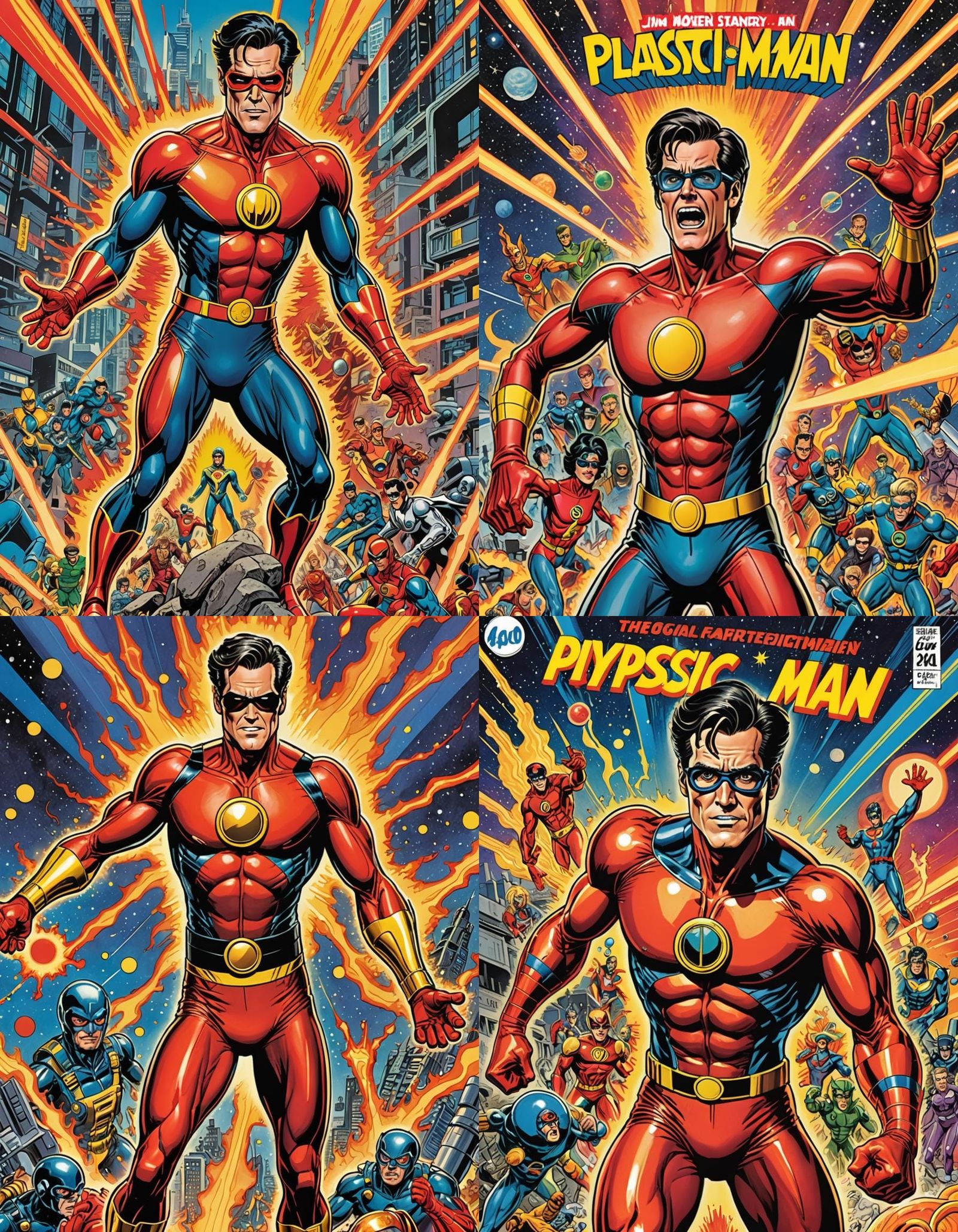 Plastic Man in Retro Sci-Fi Comic Style
