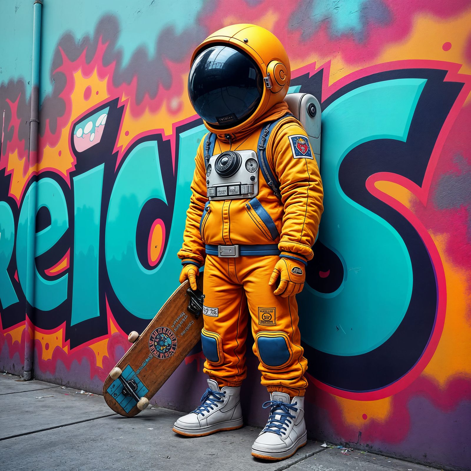Astronaut Graffiti Art in Photorealistic Style