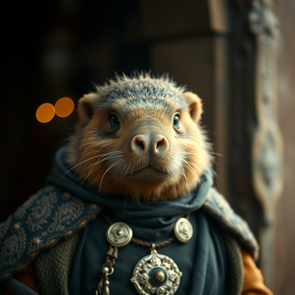 Cute Mole in Medieval Royal Clothes