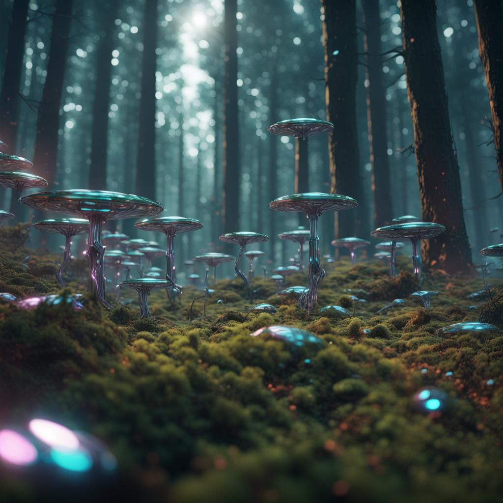 Futuristic Holographic Forest in High Definition