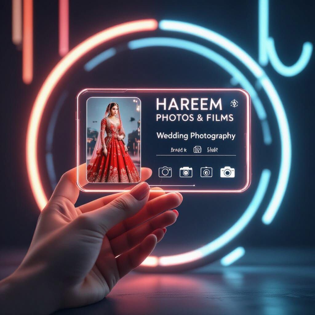 Futuristic Business Card with Bridal Photo in 3D Anime Style