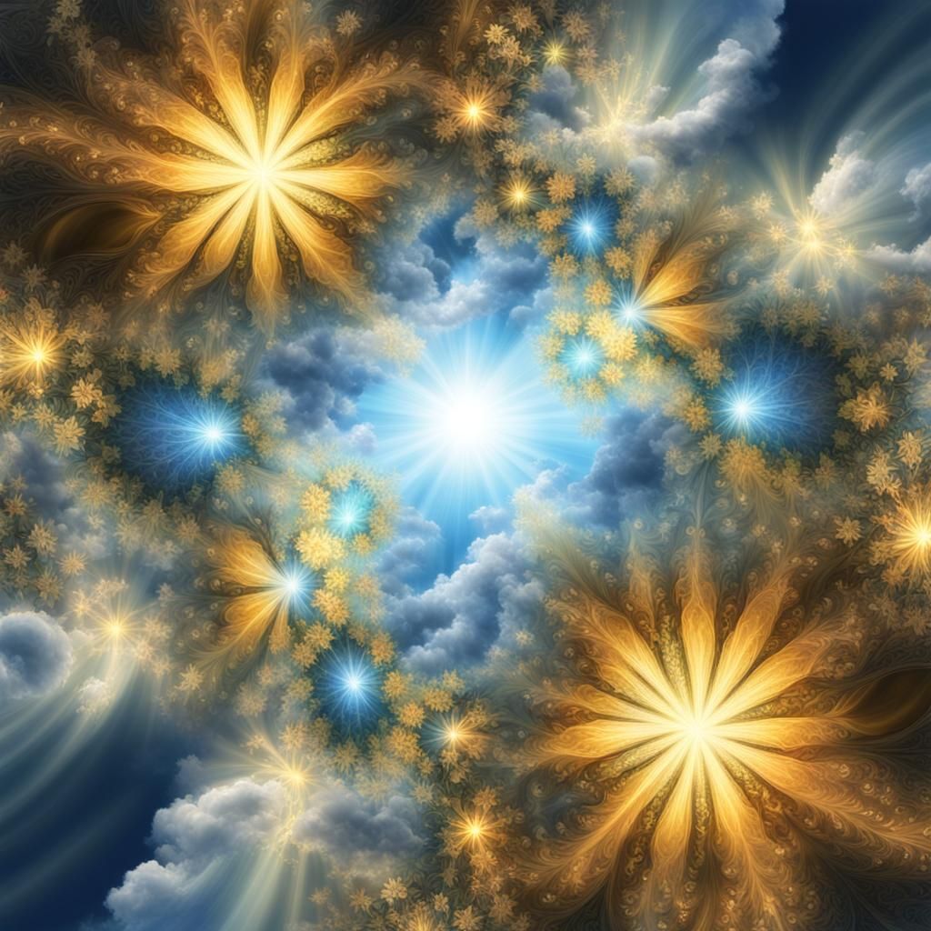 Heavenly Sunshine Illuminates Divine Fractals