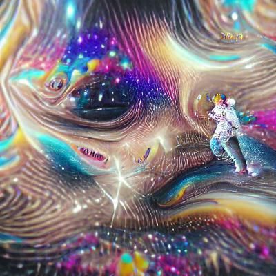 Holographic Cosmic Astral Illustration in Mixed Media