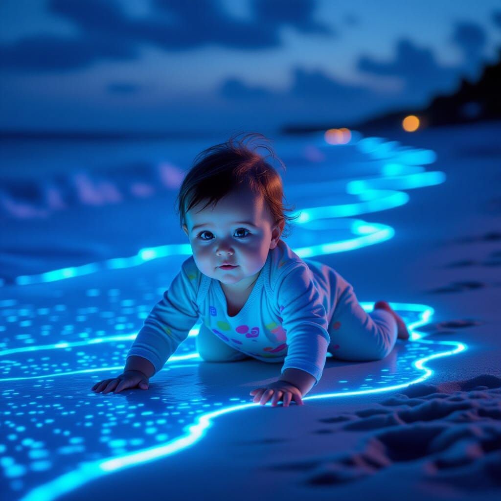 Neon Beach Crawl: A Photorealistic AI Dreamscape