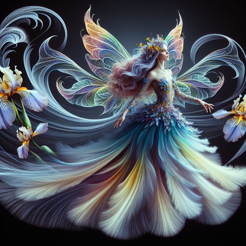 Iris Fairy Queen with Iridescent Wings