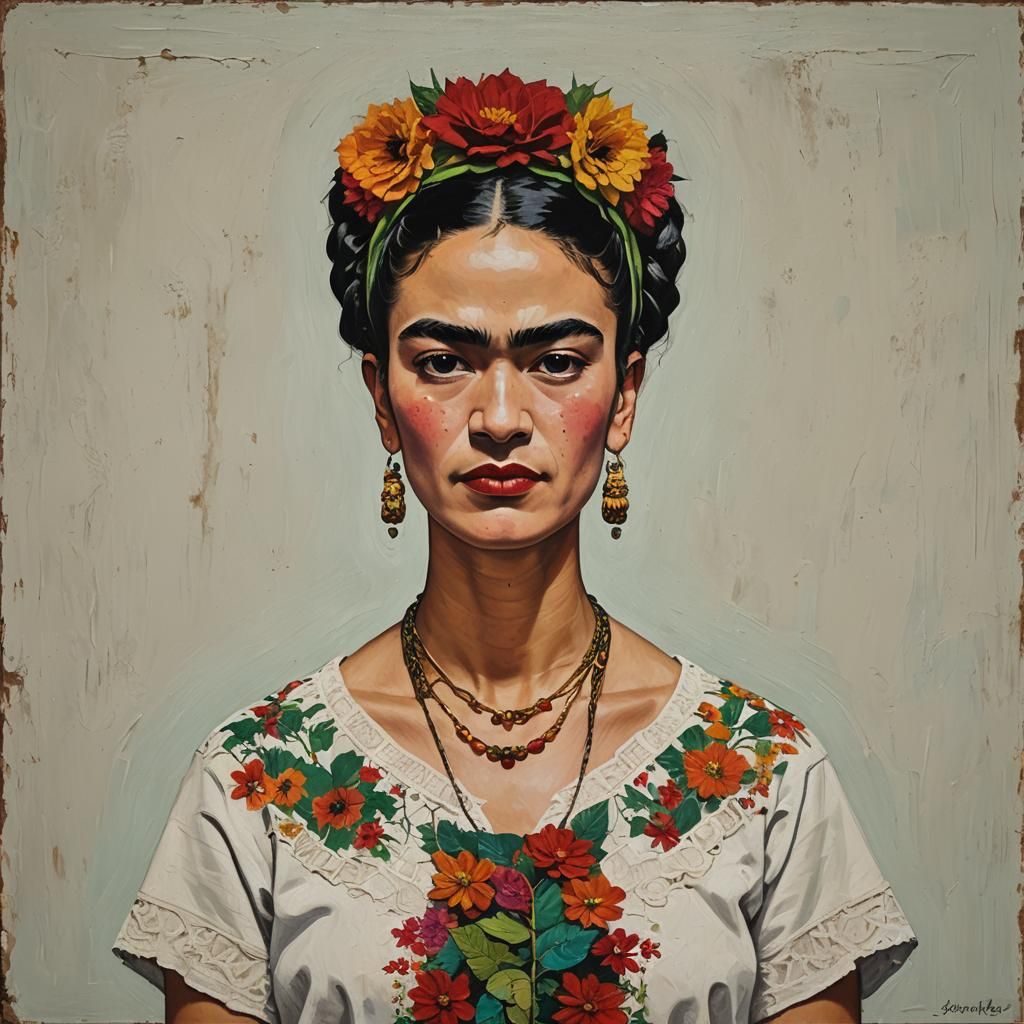 Frida Kahlo Holiday Art in Modern Minimalist Style