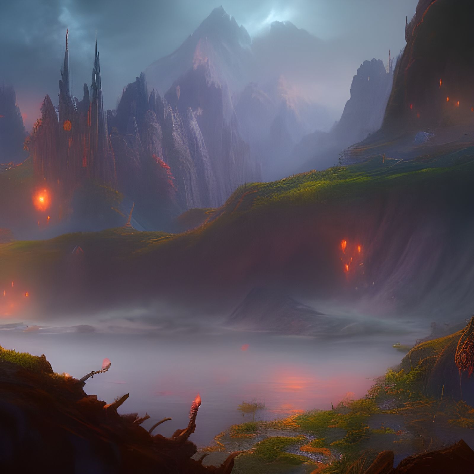 Fantastical Matte Painting in Deep Color, 8K