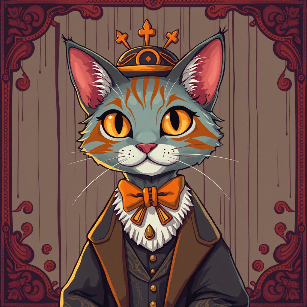 Gentleman Cat Illustration in 2D Game Art Style