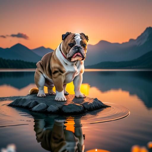 Elegant Bulldog Portrait at Sunset, Professional Photography
