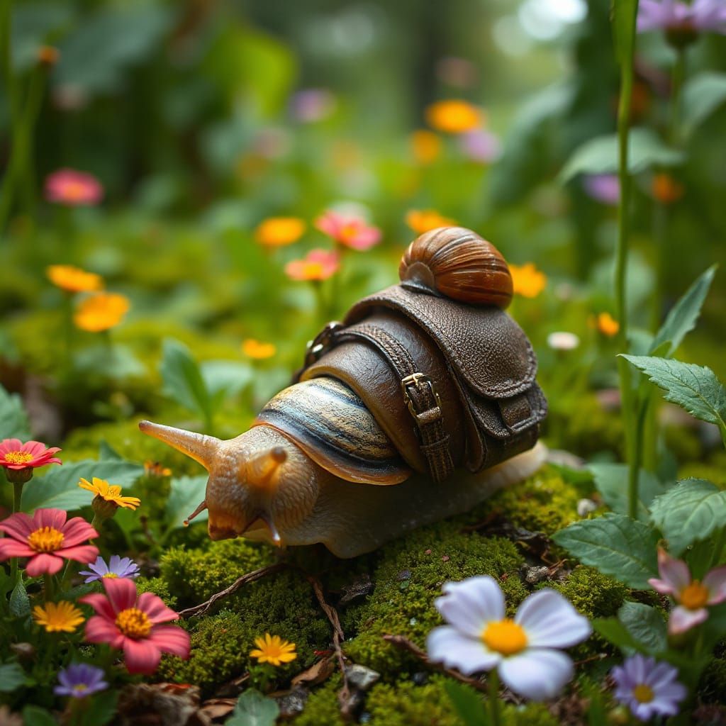 Curious Snail's Forest Adventure: Digital Art