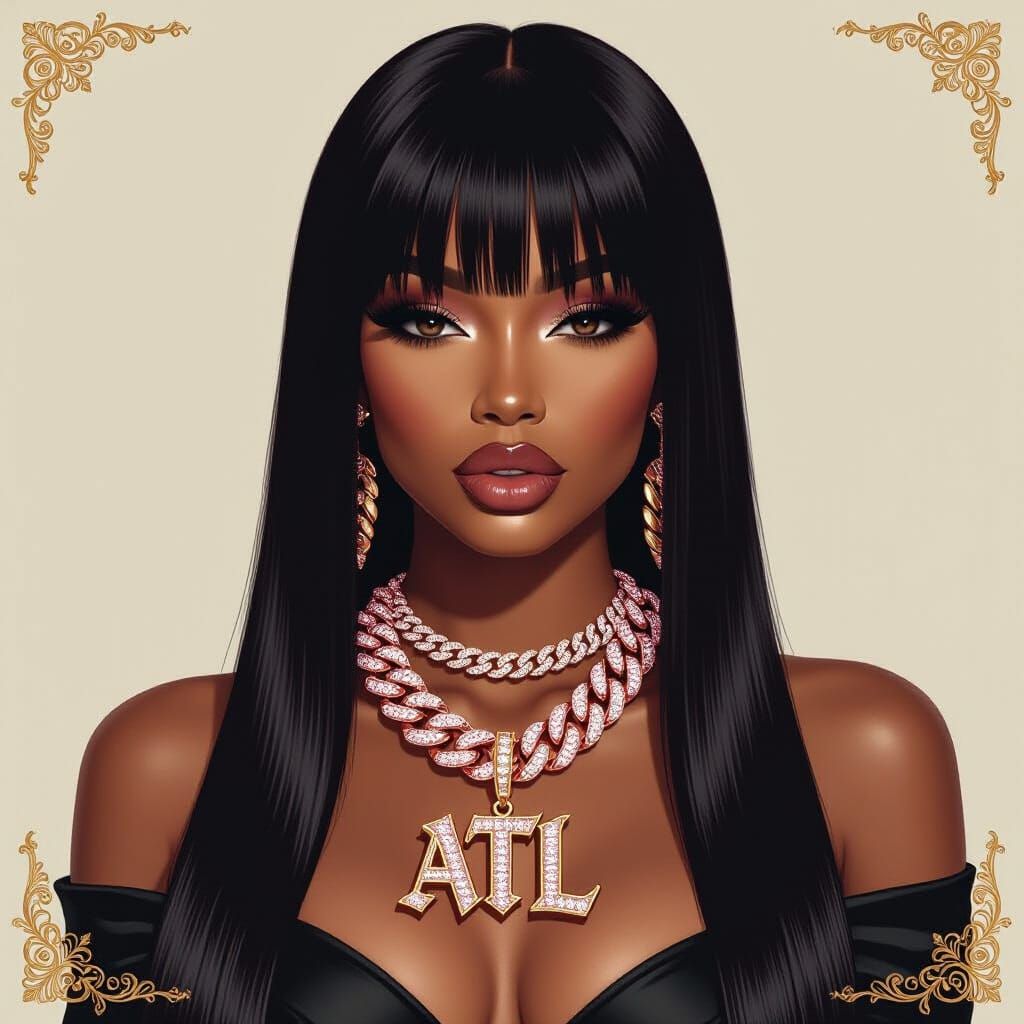 Woman in Luxurious Chain with Gothic Pendant