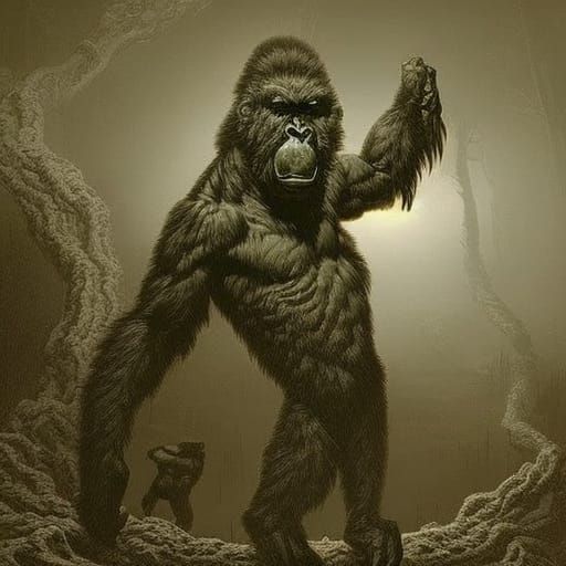 Demonic Eldritch Gorilla in Horror Style