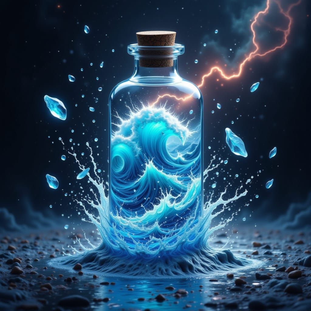 Stormy Ocean Captured Inside a Bottle