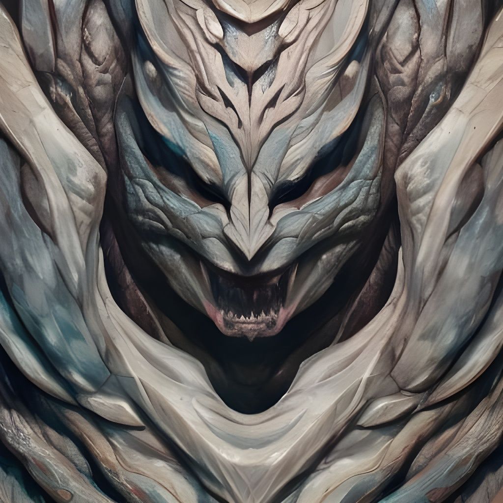 Petrified Dragon in Frozen Agony: Grayscale 8K