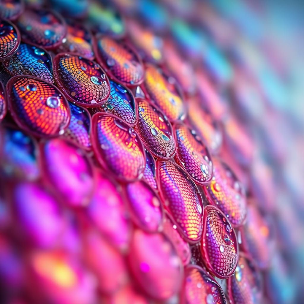 Macro Fish Scales with Vibrant Colors and Textures