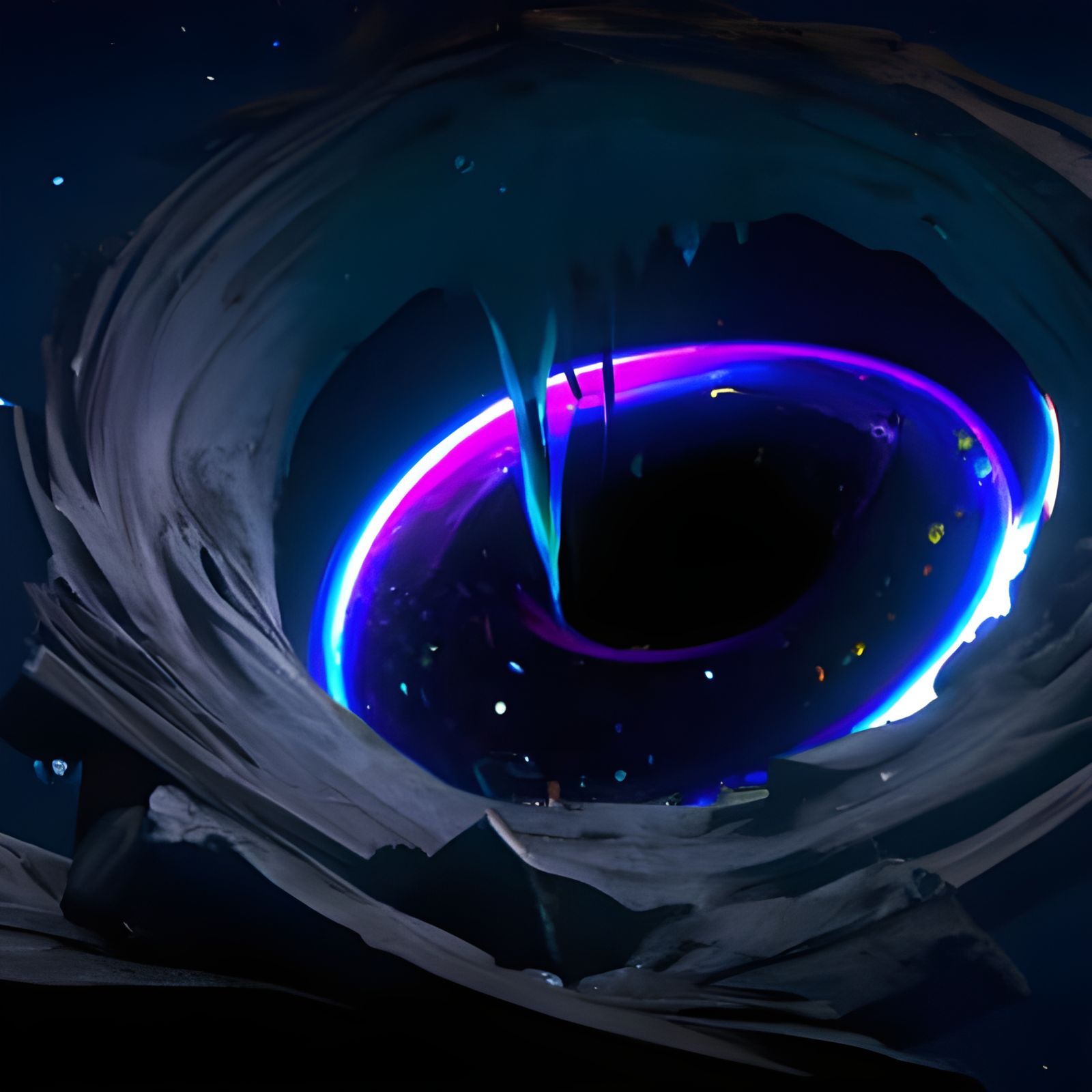 Cosmic Black Hole Devouring Planet: Dark Fantasy Art