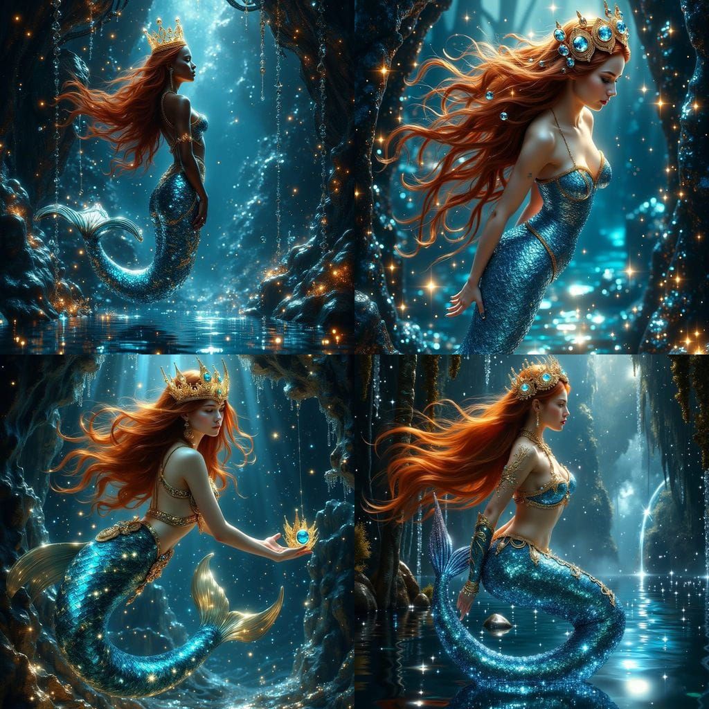 Glowing Golden Tiara of the Dark Mermaid Queen