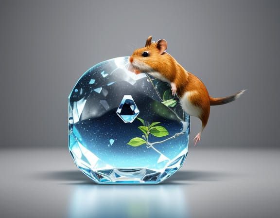 Hamsters in Crystal Apple: Surreal 3D Double Exposure