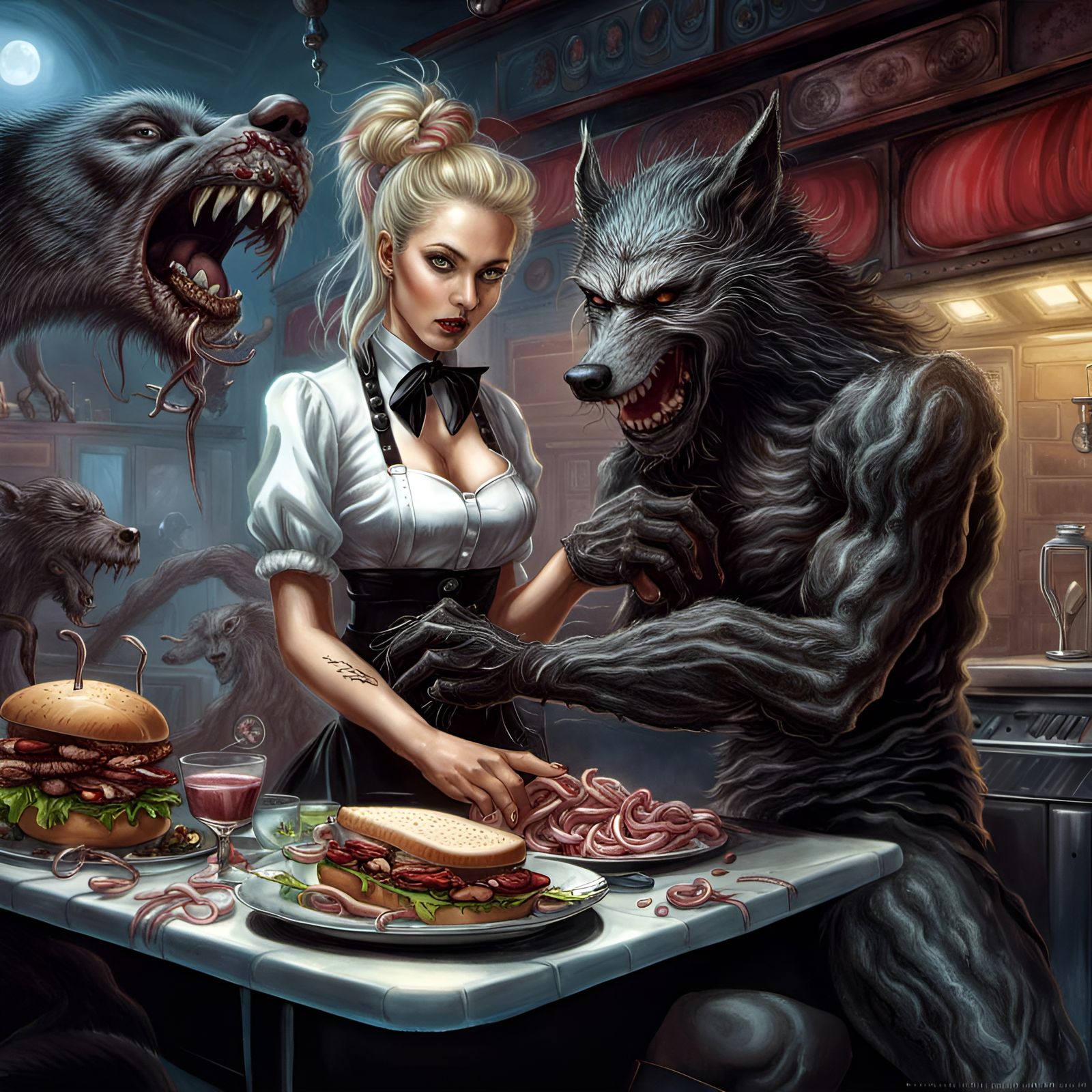 Waitress Serves Gruesome Meal in Goth Diner