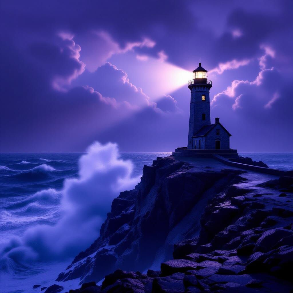 Lighthouse Against Stormy Seas in Gothic Horror Style