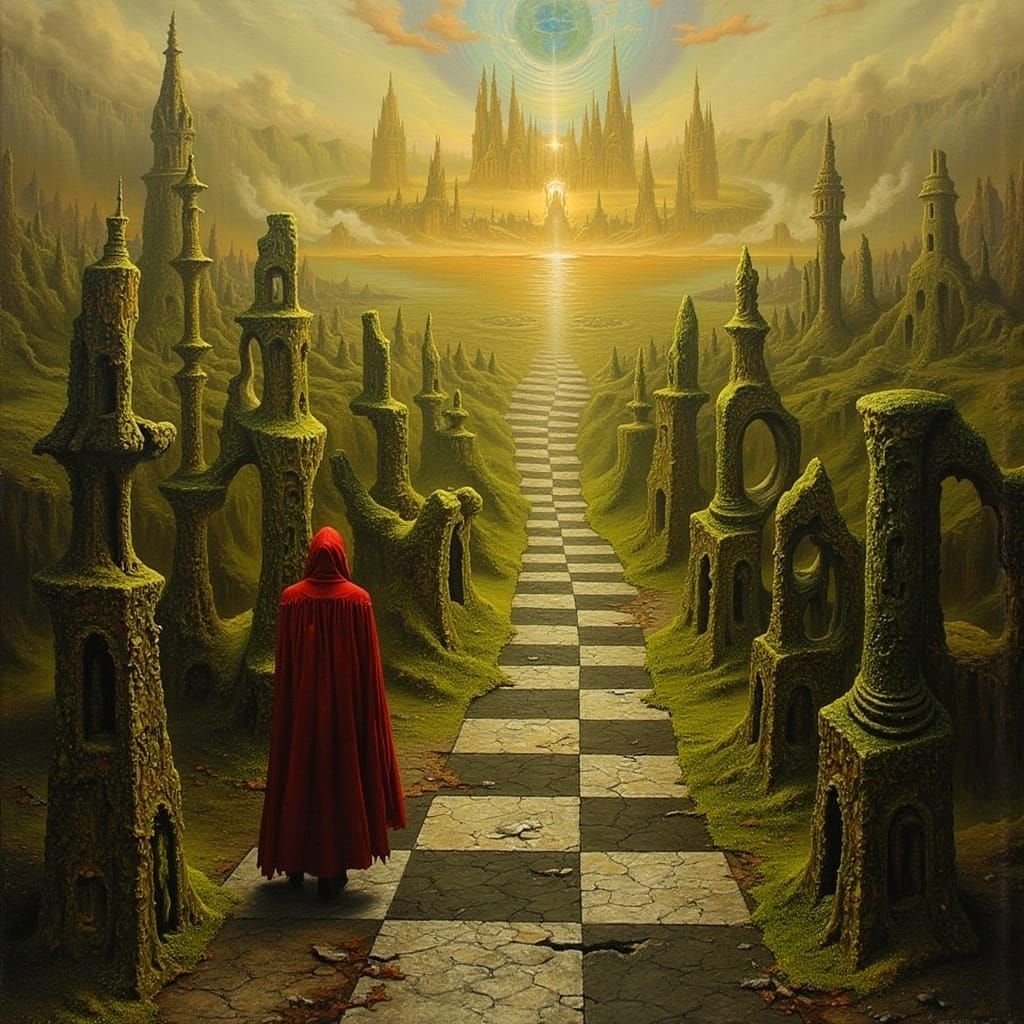 Esoteric Surrealism: Golden City Rising from the Mist