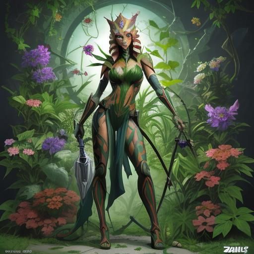 Ahsoka as Poison Ivy in Anime Style