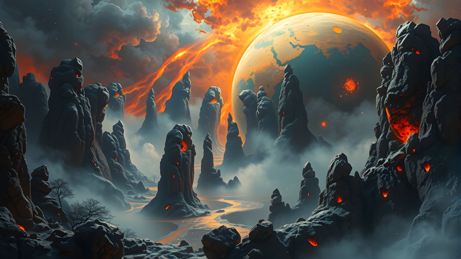 Mystical Planet of Fire in HDR