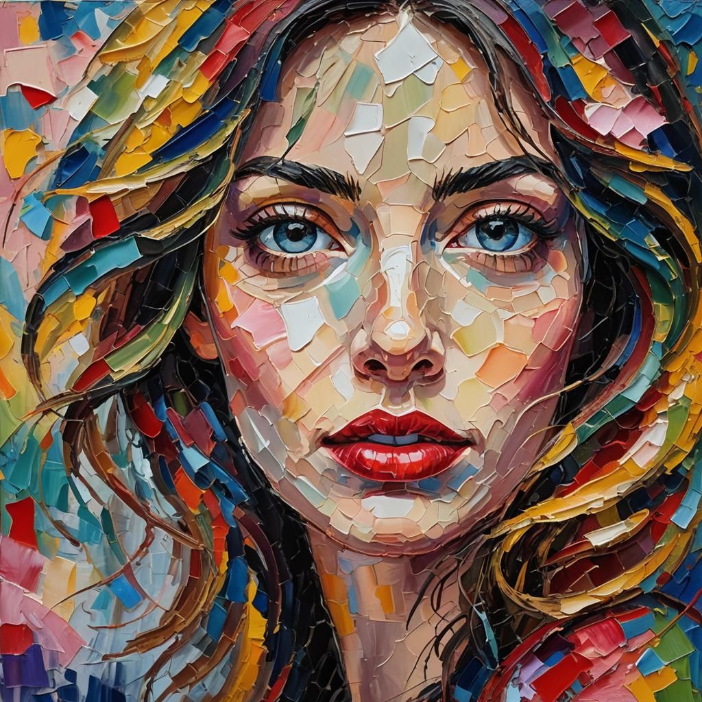 Expressive Portrait of Woman in Neo-Impressionism Style