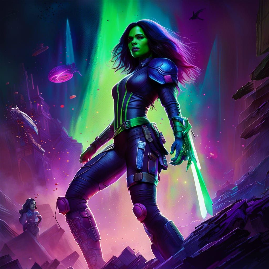 Gamora vs Alita: Epic Synthwave Battle