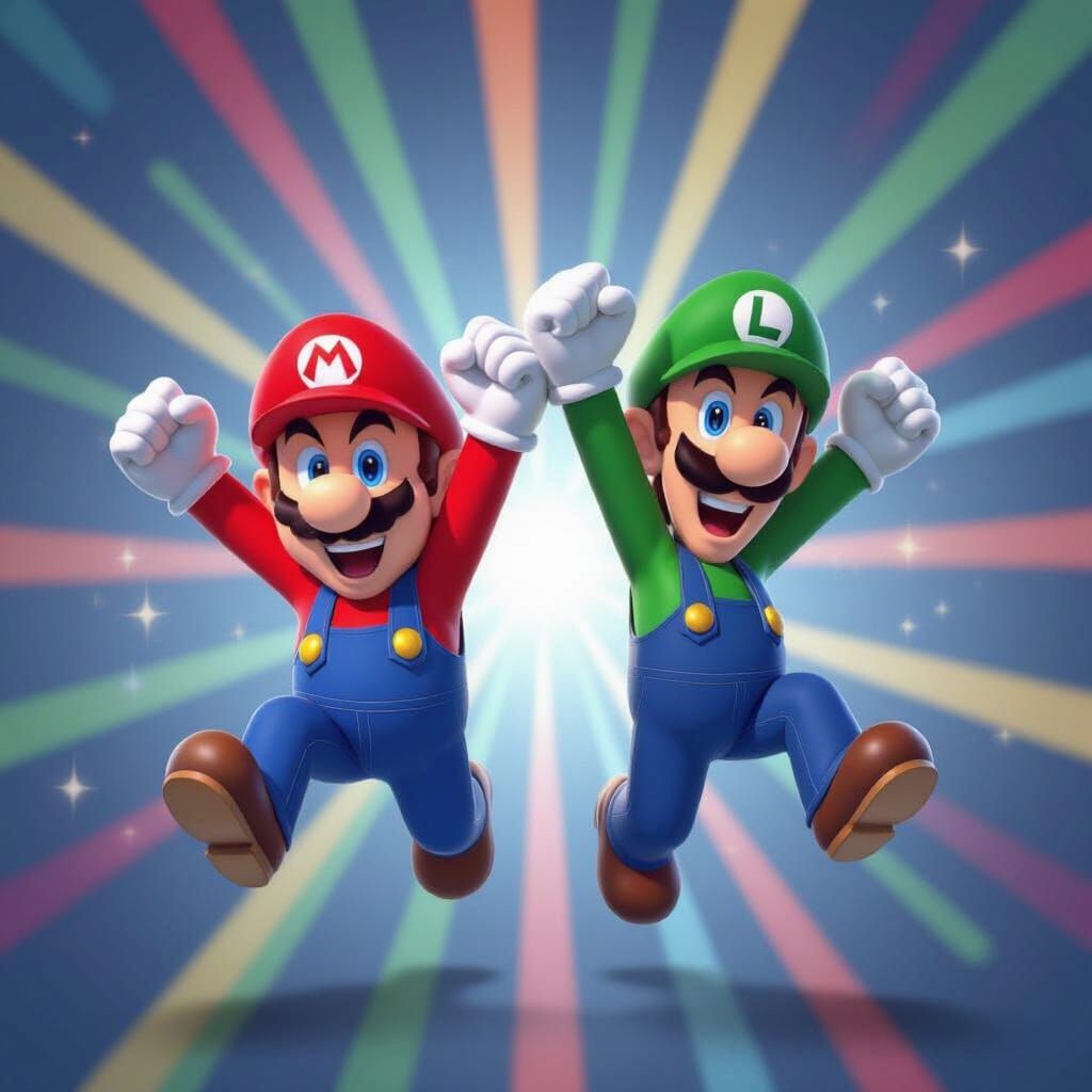 Mario and Luigi Yelling in Vibrant 3D Digital Art