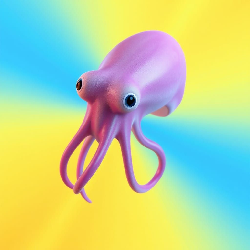 Adorable Cuttlefish Character in 3D Digital Art