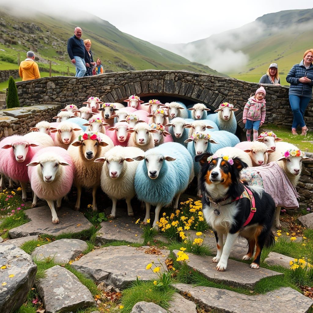 "Yorkshire Dales Sheep Traffic Jam"
Herdwick sheep blockade ...