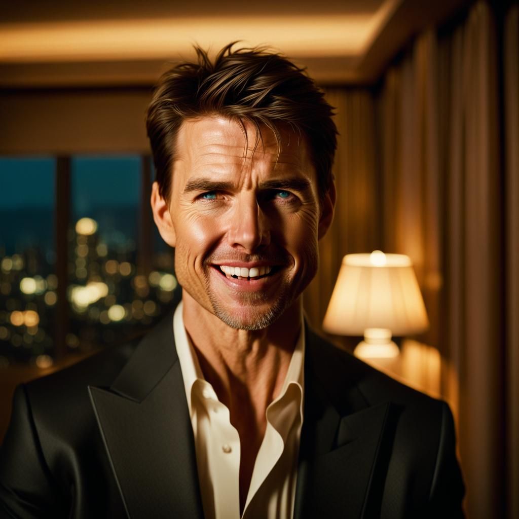 Golden Hollywood Portrait in Luxurious Hotel Suite