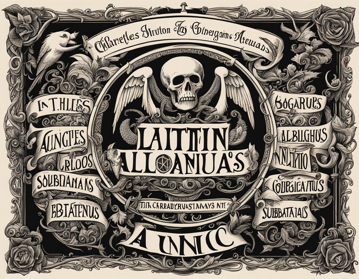 Addams Family Crest Tattoo Design in Gothic Style