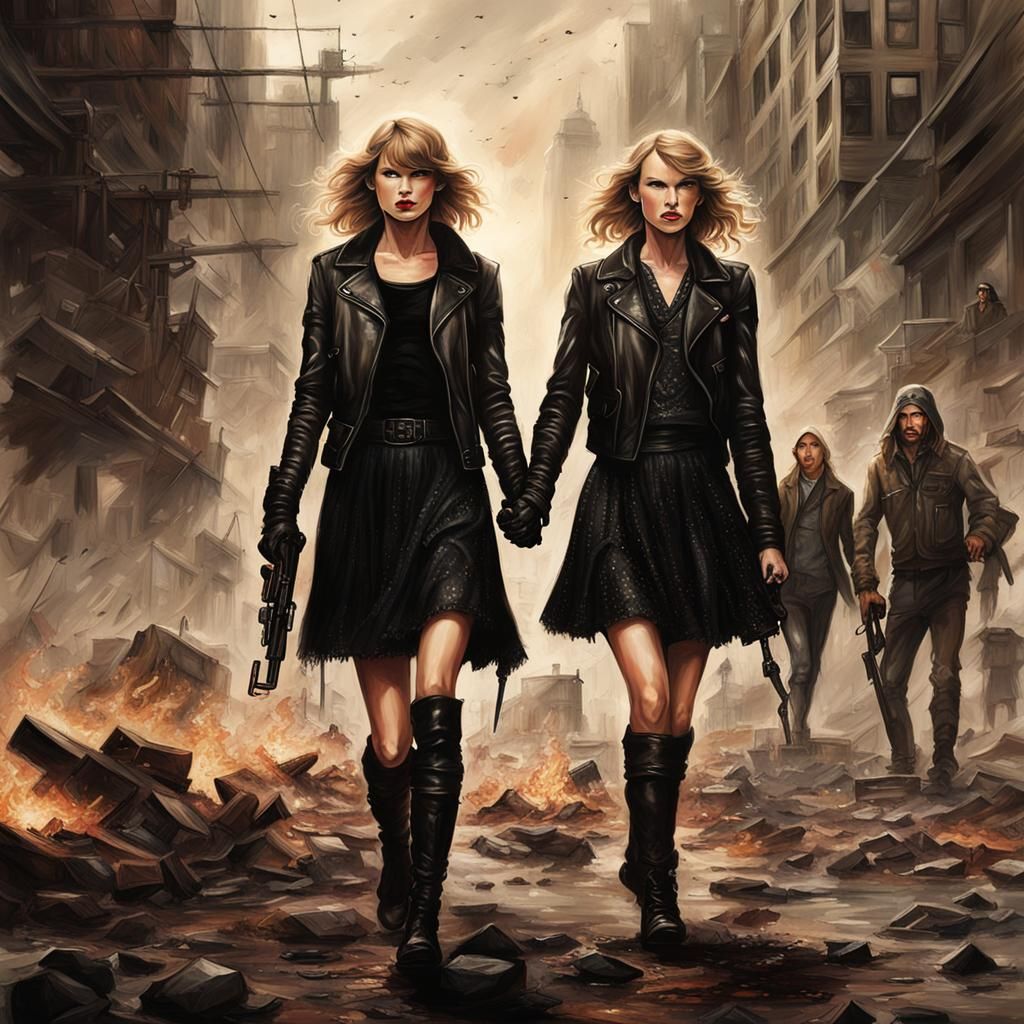 Sinister Image of Two Women Walking Through Bombing