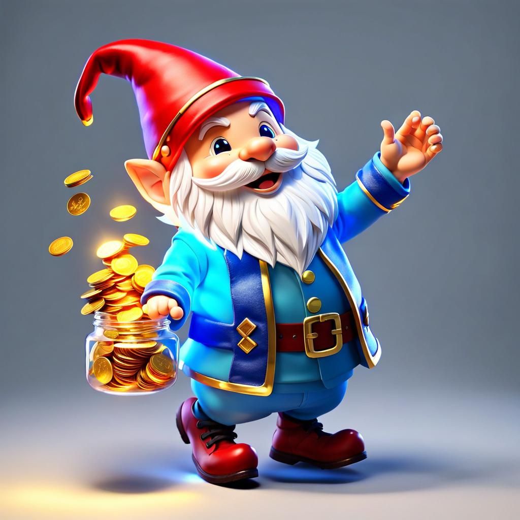 3D Anime Gnome Running to a Rainbow