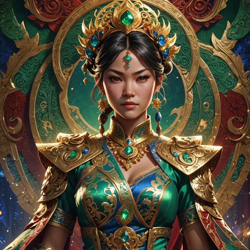 Ornate Fantasy Art of Character in Filipino Attire