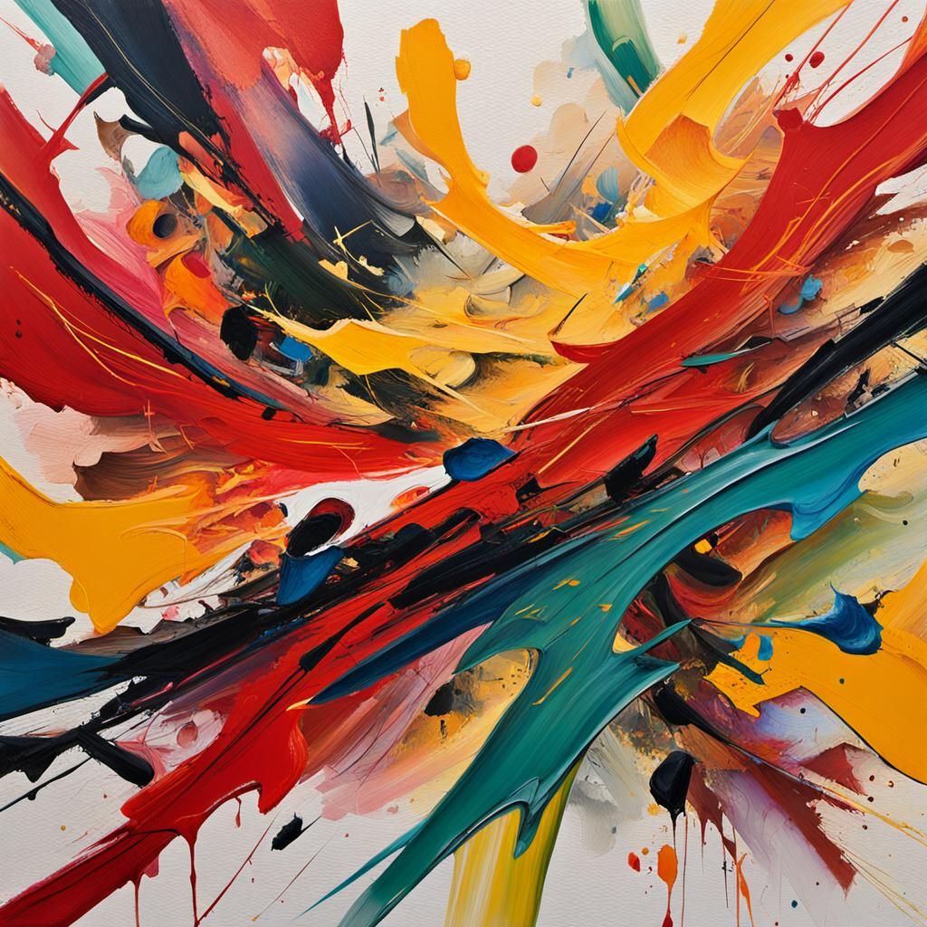 Abstract Oil Paint Close-Up: Vibrant Expressionism