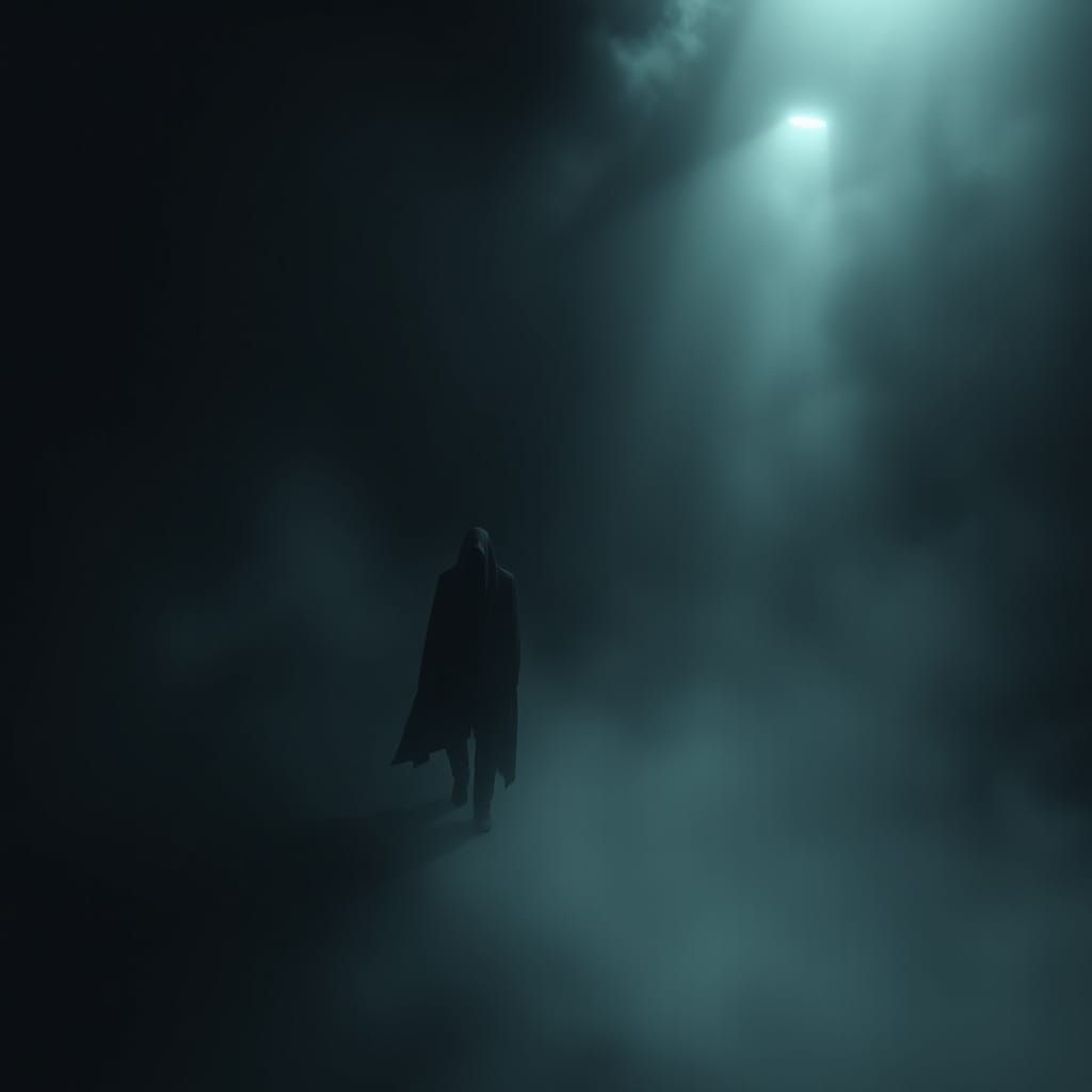 Ominous Figure in Shadow: A Gothic Industrial Vision