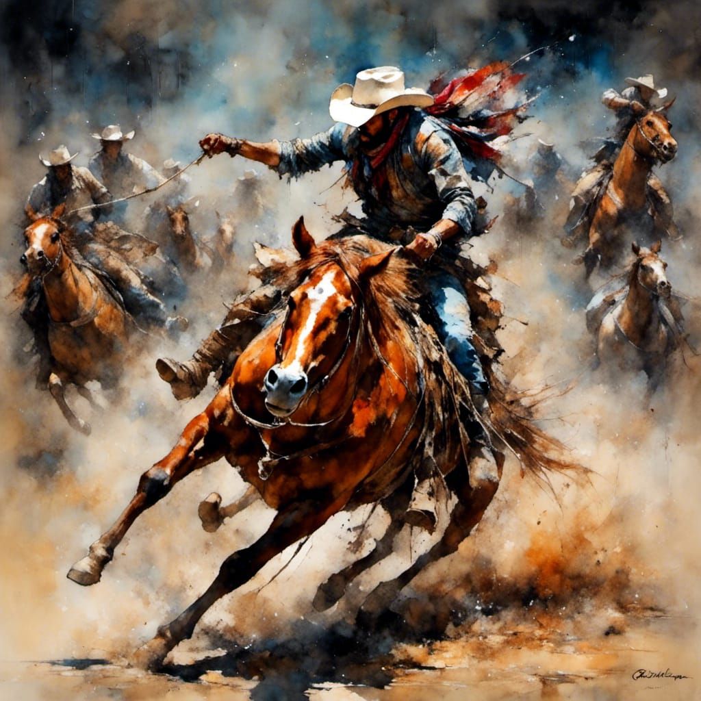 Outlaw being chased by posse