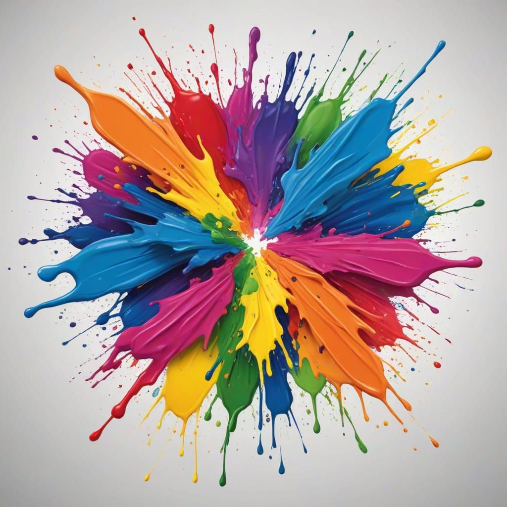 Colorful Rainbow Ink Splatter Art